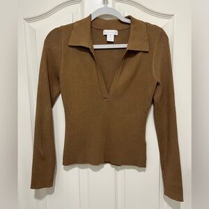 House of Harlow 1960 Ribbed Collar Long Sleeve Top NWOT